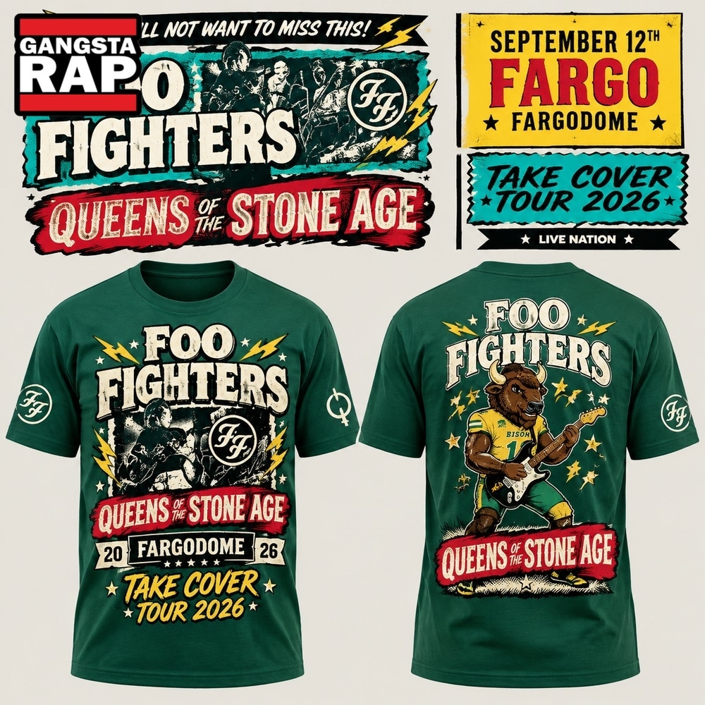 Foo Fighters x North Dakota State Bison Football Take Cover Tour 2026 Mascot Shirt, Trending Design Shirt Foo Fighters x North Dakota State Bison Football Take Cover Tour 2026 Mascot Shirt, Trending Design Shirt
