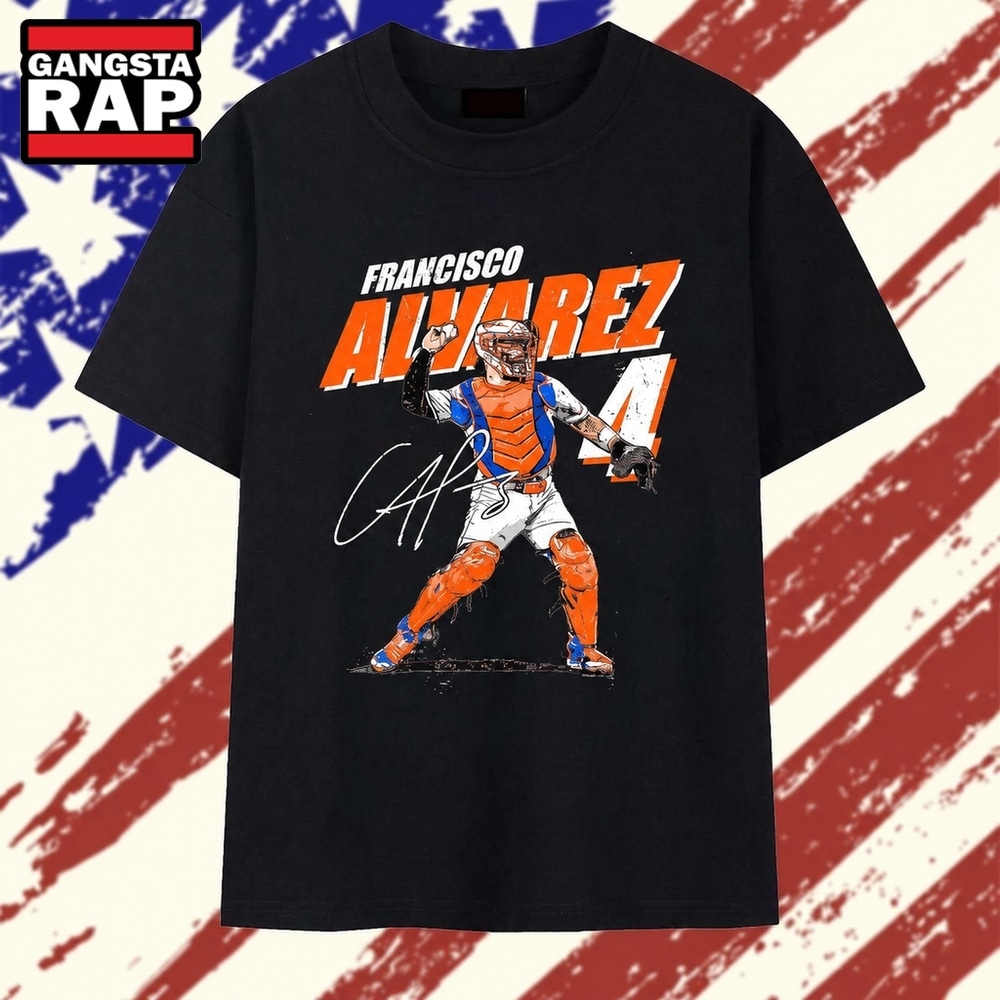 Francisco Alvarez New York Mets number 4 Signature T Shirt, Trending 2D Shirt Francisco Alvarez New York Mets Number 4 Signature T Shirt