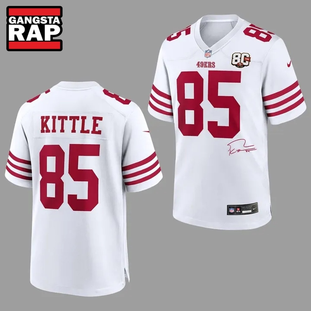 George Kittle San Francisco 49ers 80th Anniversary Signatures Print Football Jersey, Trending Football Jersey George Kittle San Francisco 49ers 80th Anniversary Signatures Print Football Jersey, Trending Football Jersey