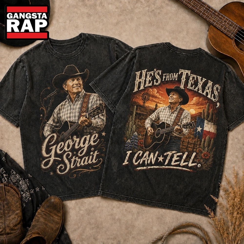 George Strait Vintage Portrait Sunset Guitar 3D Shirt, Trending 3D Music Shirt George Strait Vintage Portrait Sunset Guitar 3D Shirt