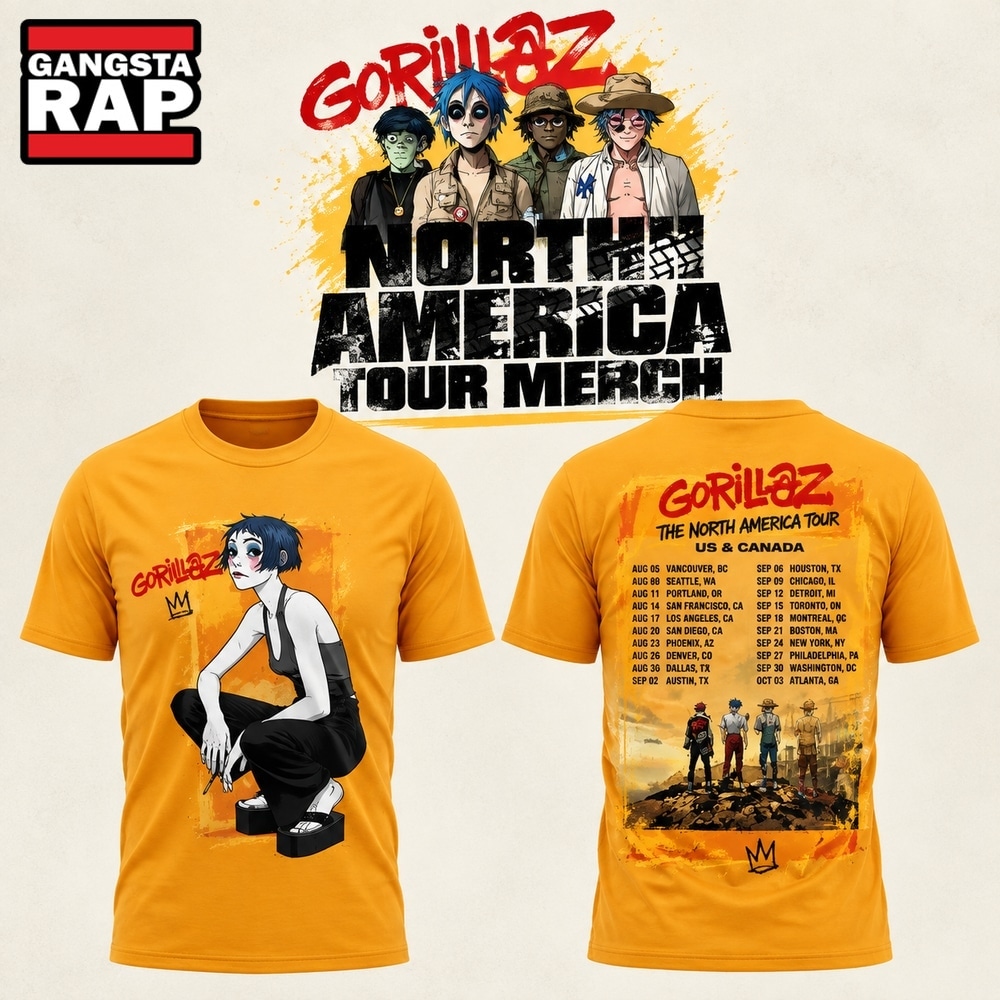 Gorillaz The North American Mountain Tour 2026 Signature 3D Shirt, Trending 3D Music Shirt Gorillaz The North American Mountain Tour 2026 Signature 3D Shirt
