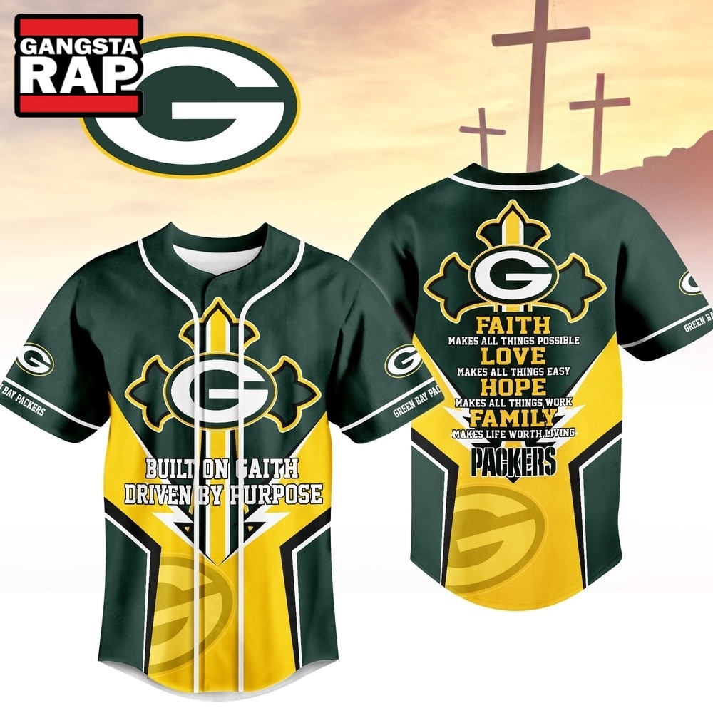 Green Bay Packers NFL Blessed Beyond The Score Baseball Jersey, NFL Baseball Jersey Green Bay Packers Nfl Blessed Beyond The Score Baseball Jersey