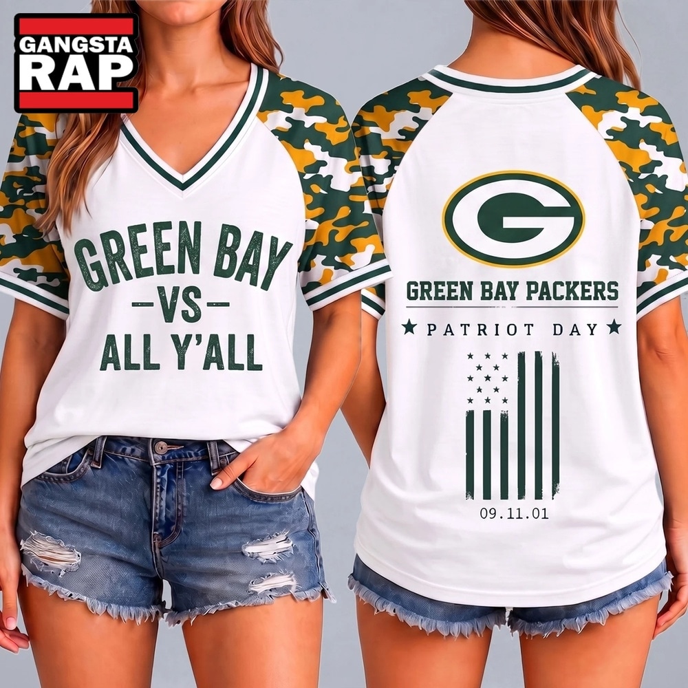 Green Bay Packers NFL vs All Y' All United We Stand V Neck T Shirt, NFL V Neck T-Shirt Green Bay Packers Nfl VS All Y All United WE Stand V Neck T Shirt