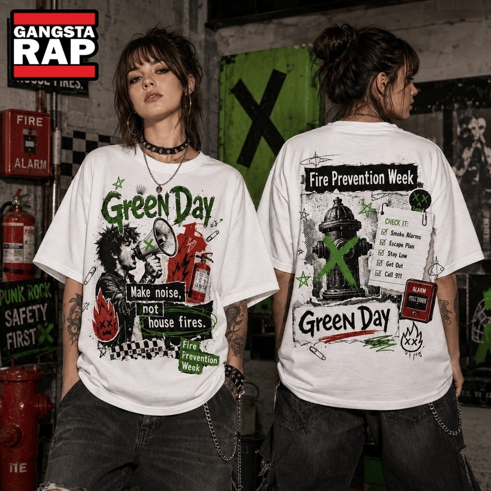 Green Day Fire Prevention Week Punk Safety 3D Shirt, Trending 3D Music Shirt