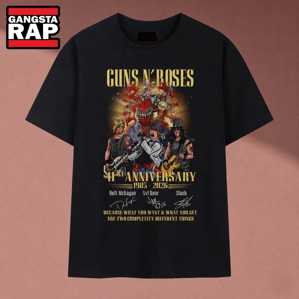 Guns N' Roses 41st Anniversary 1985 2026 Signatures Vintage T Shirt, Music 2D Shirt Guns N' Roses 41st Anniversary 1985 2026 Signatures Vintage T Shirt, Music 2D Shirt