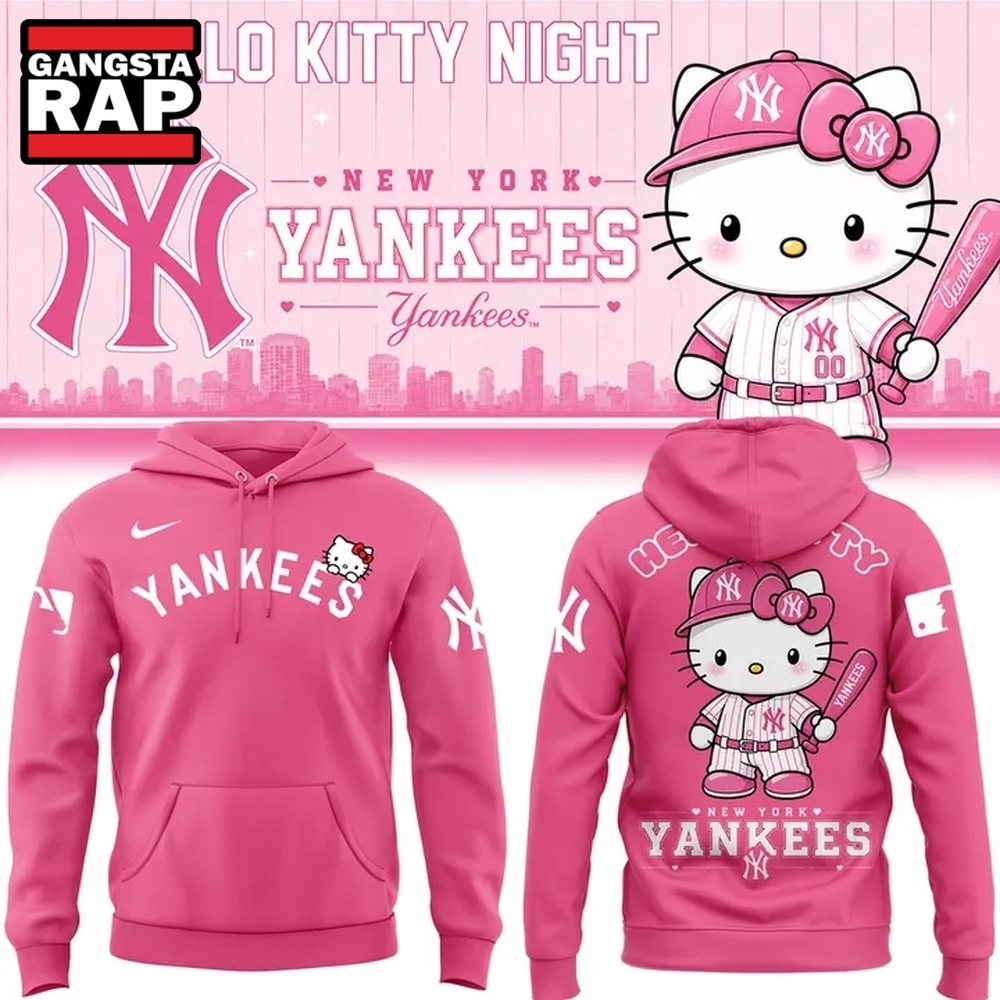 Hello Kitty x New York Yankees 2026 Pink Hoodie, Trending Design Shirt Hello Kitty X New York Yankees 2026 Pink Hoodie