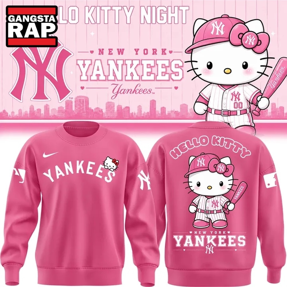Hello Kitty x New York Yankees 2026 Pink Sweatshirt, Trending Design Shirt Hello Kitty X New York Yankees 2026 Pink Sweatshirt