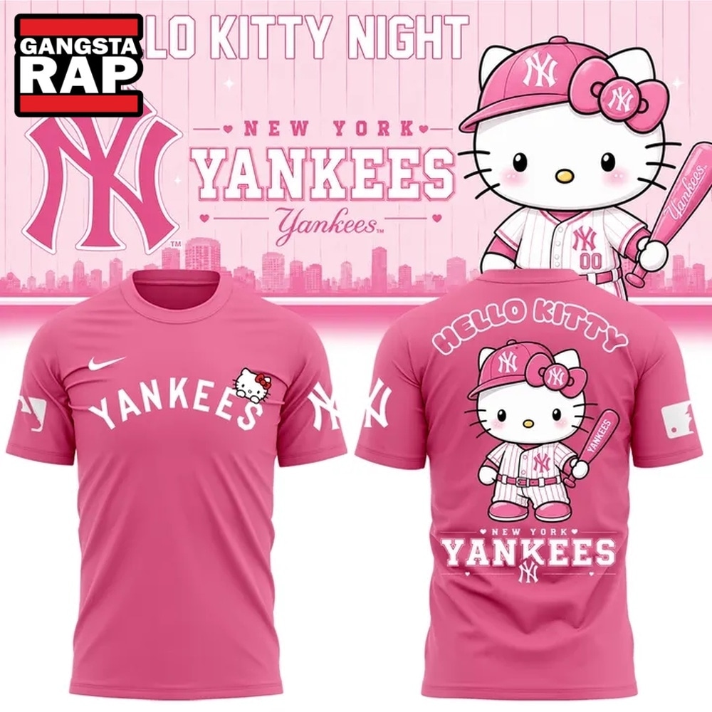 Hello Kitty x New York Yankees 2026 Pink T Shirt, Trending Design Shirt Hello Kitty X New York Yankees 2026 Pink T Shirt