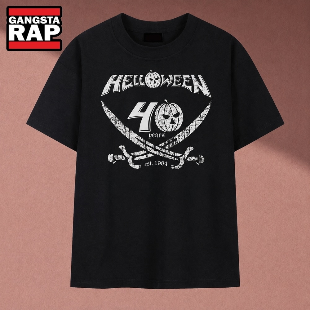 Helloween 40 Years Est 1984 Crossed Swords Band Logo T Shirt, Music 2D Shirt Helloween 40 Years Est 1984 Crossed Swords Band Logo T Shirt, Music 2D Shirt