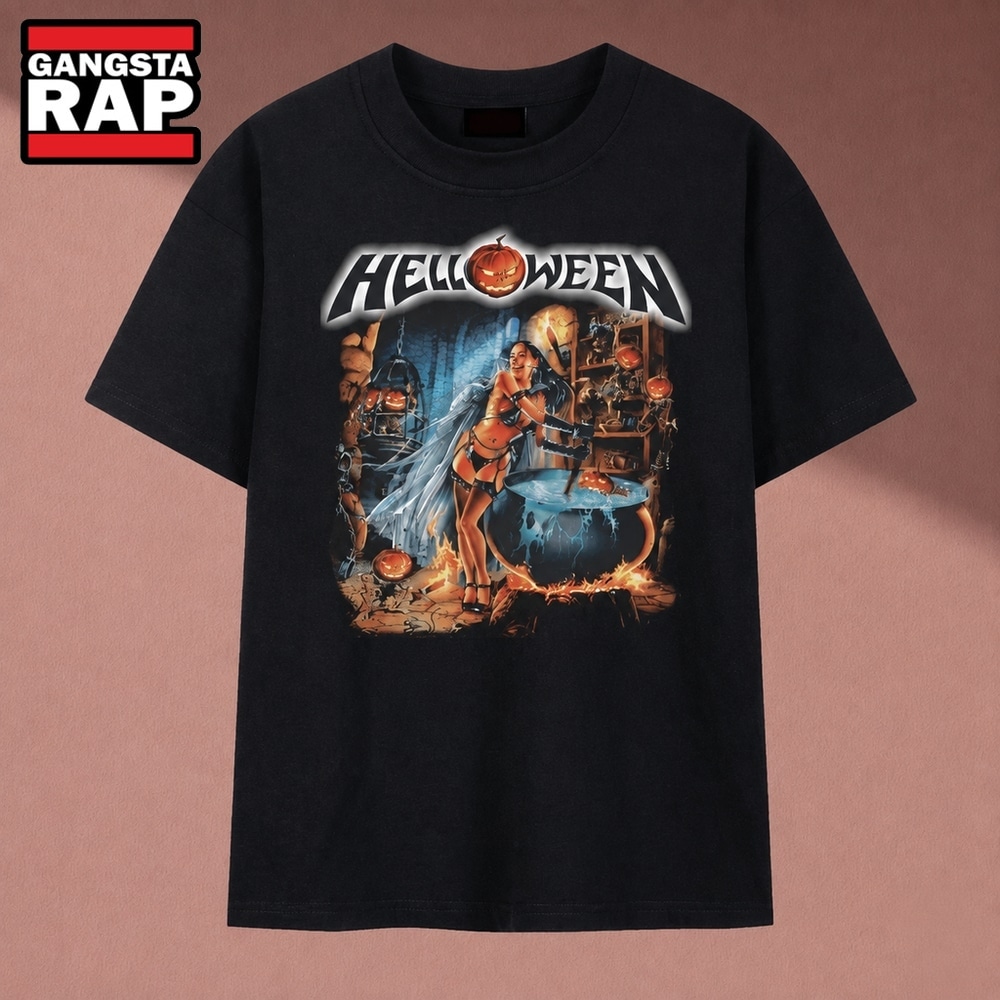 Helloween Cauldron Witch Pumpkin Power Metal Graphic T Shirt, Music 2D Shirt Helloween Cauldron Witch Pumpkin Power Metal Graphic T Shirt, Music 2D Shirt