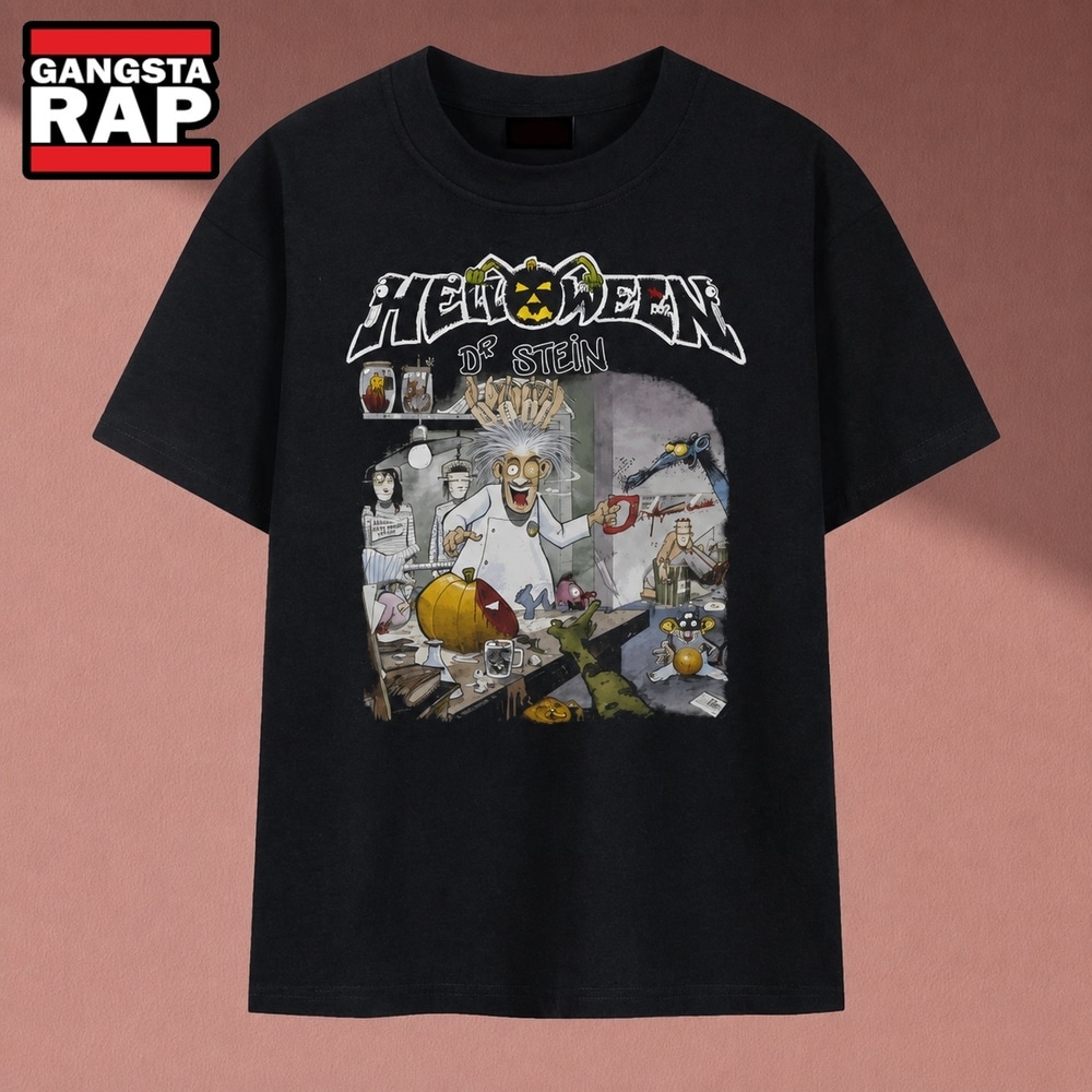 Helloween Dr. Stein Cartoon Single Artwork Graphic T Shirt, Music 2D Shirt Helloween Dr. Stein Cartoon Single Artwork Graphic T Shirt, Music 2D Shirt