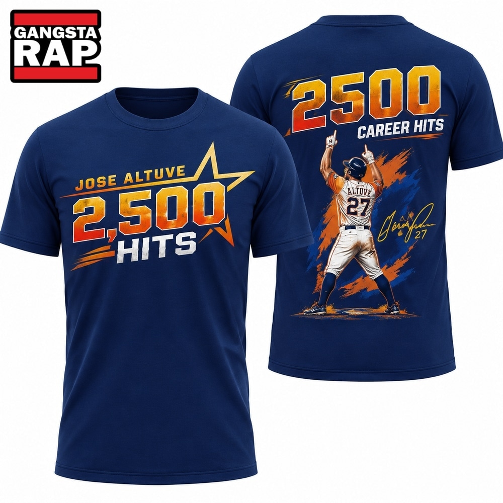 Houston Astros JOSE ALTUVE 2500 CAREER HITS T Shirt, Trending Design Shirt Houston Astros Jose Altuve 2500 Career Hits T Shirt