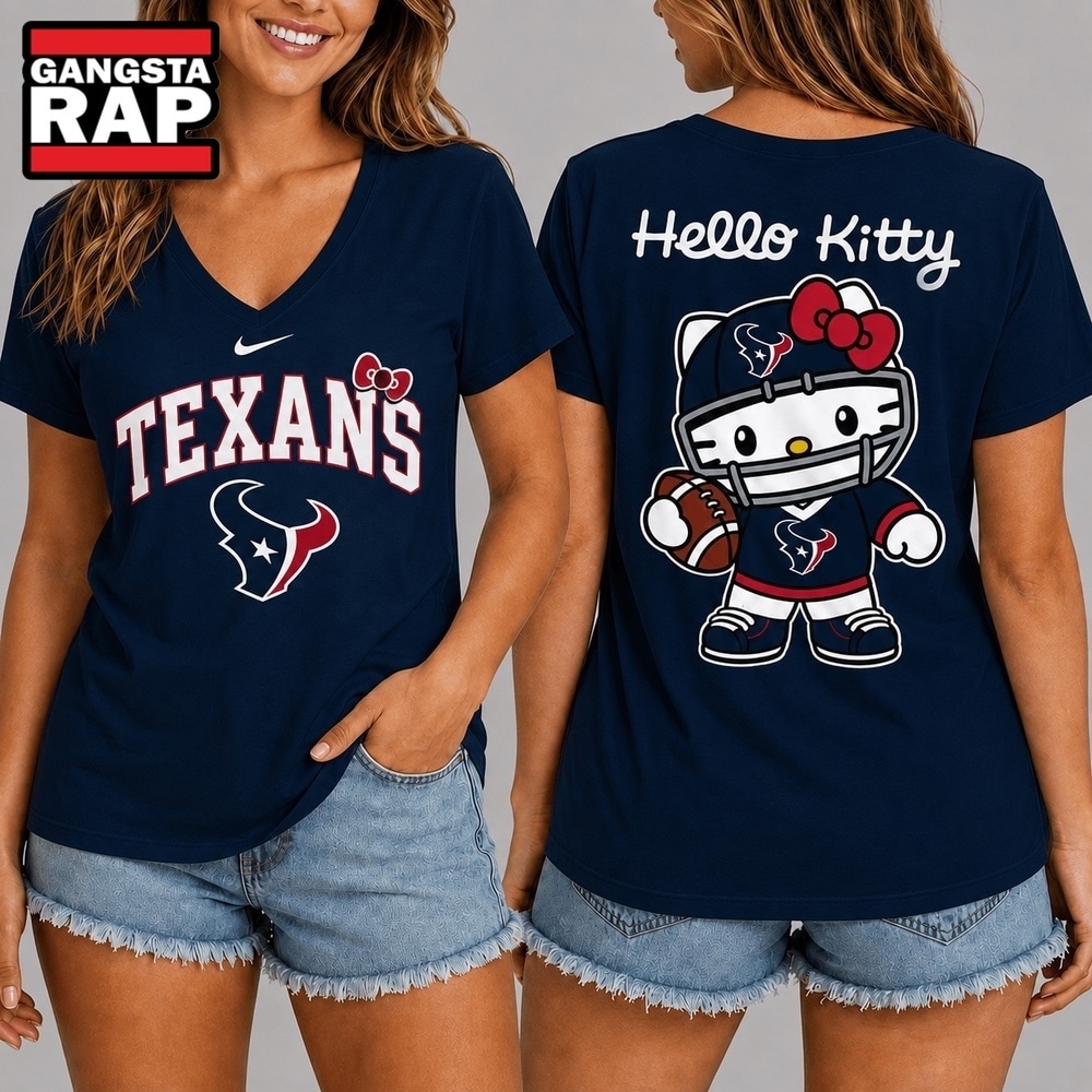 Houston Texans NFL Hello Kitty Football V Neck T Shirt, NFL V Neck T-Shirt Houston Texans NFL Hello Kitty Football V Neck T Shirt, NFL V Neck T-Shirt