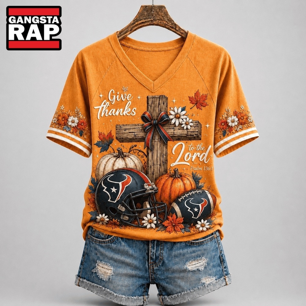 Houston Texans NFL Thanksgiving Faith And Football V Neck T Shirt, NFL V Neck T-Shirt Houston Texans NFL Thanksgiving Faith And Football V Neck T Shirt, NFL V Neck T-Shirt
