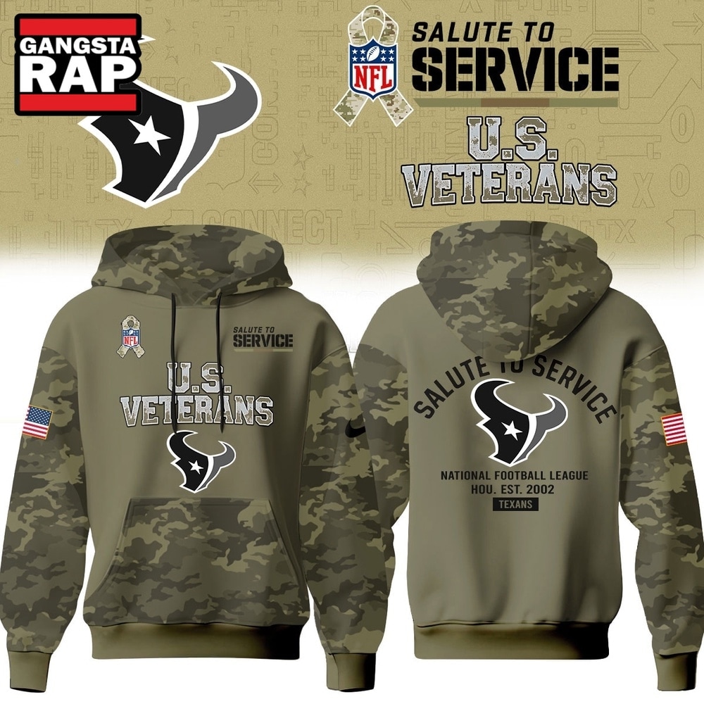 Houston Texans NFL US Veterans Salute To Service 2026 Hoodie Shirt, Football New Design Shirt Houston Texans Nfl US Veterans Salute TO Service 2026 Hoodie Shirt
