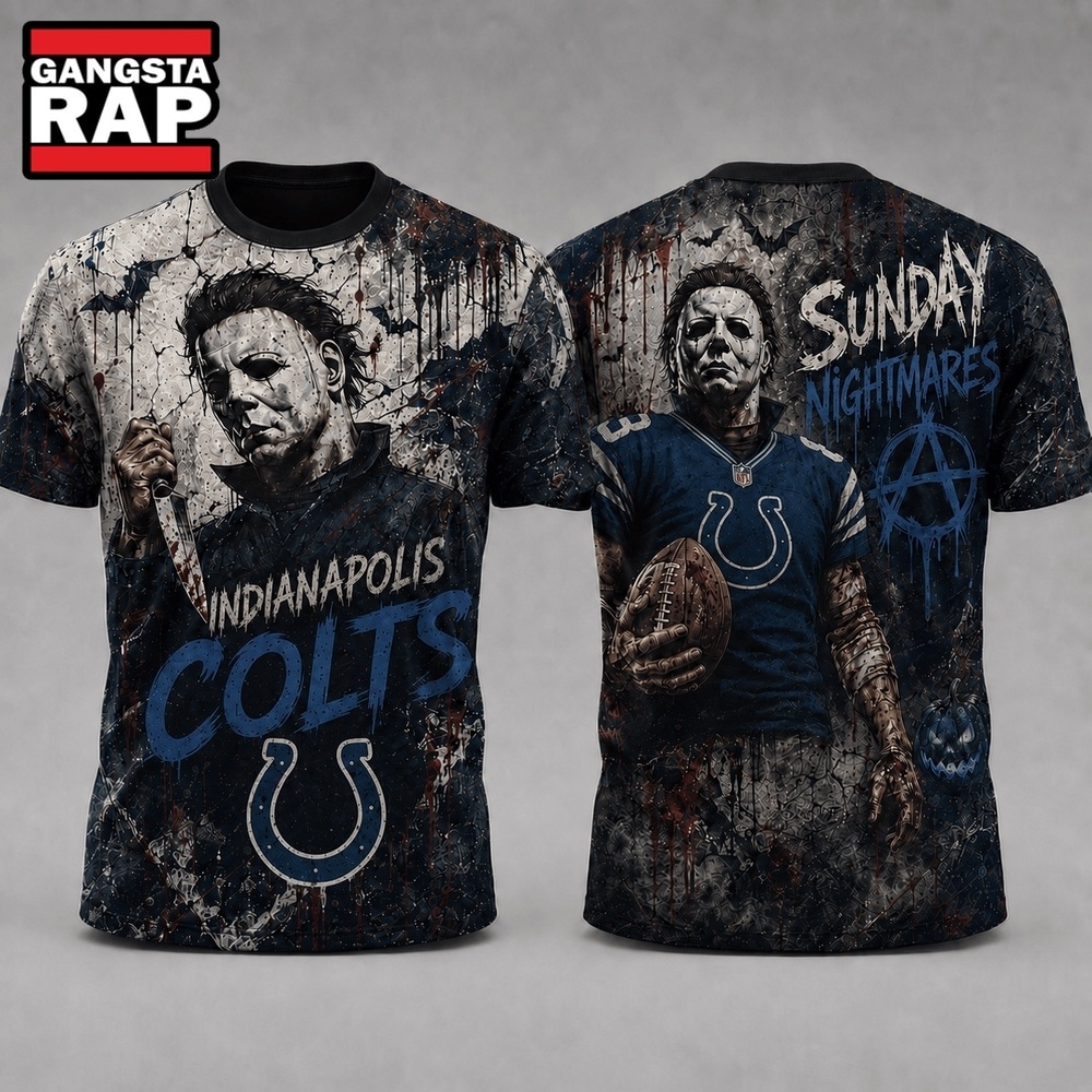 Indianapolis Colts NFL Michael Myers Sunday Nightmares Horror Halloween 3D T Shirt, Football New Design Shirt Indianapolis Colts NFL Michael Myers Sunday Nightmares Horror Halloween 3D T Shirt, Football New Design Shirt
