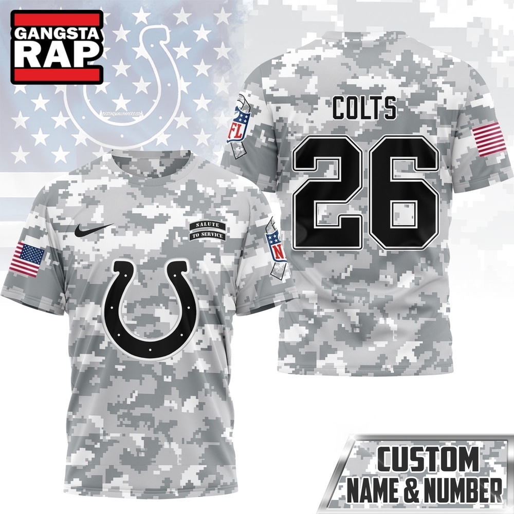 Indianapolis Colts NFL Salute to Service Custom Name & Number Camo 3D Shirt, Football New Design Shirt Indianapolis Colts NFL Salute to Service Custom Name & Number Camo 3D Shirt, Football New Design Shirt