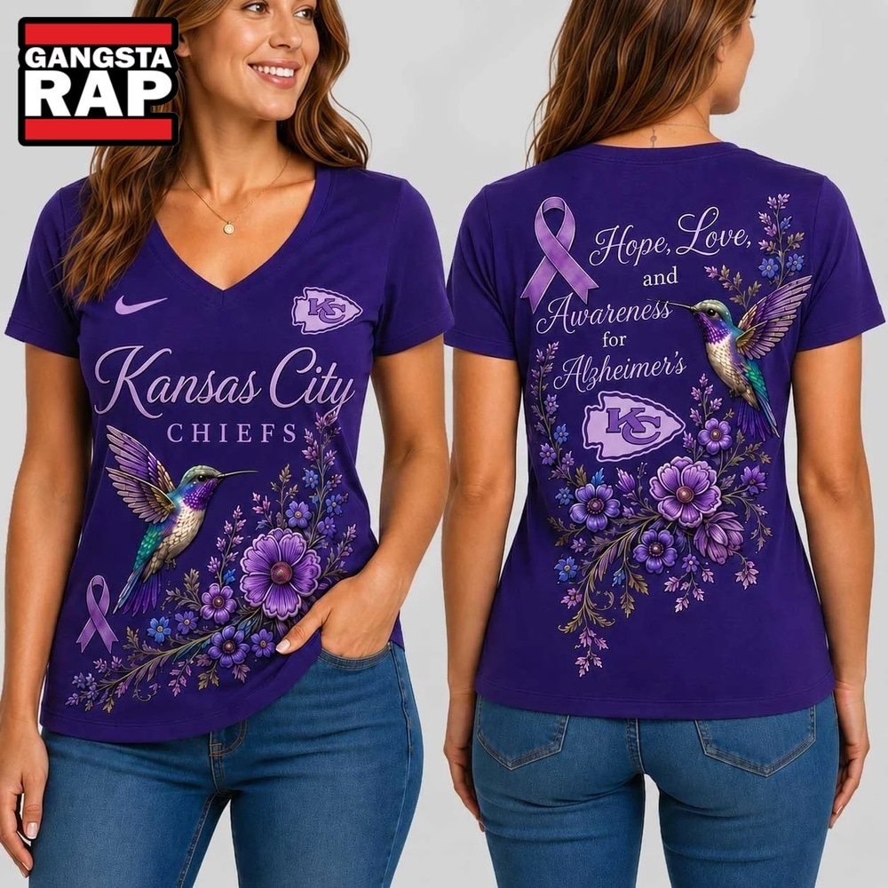 Kansas City Chiefs NFL Alzheimer’s Awareness Month V neck T Shirt, NFL V Neck T-Shirt Kansas City Chiefs Nfl Alzheimer S Awareness Month V Neck T Shirt