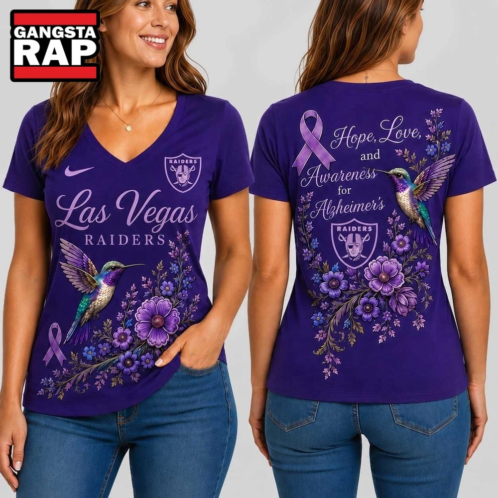 Las Vegas Raiders NFL Alzheimer’s Awareness Month V neck T Shirt, NFL V Neck T-Shirt Las Vegas Raiders Nfl Alzheimer S Awareness Month V Neck T Shirt