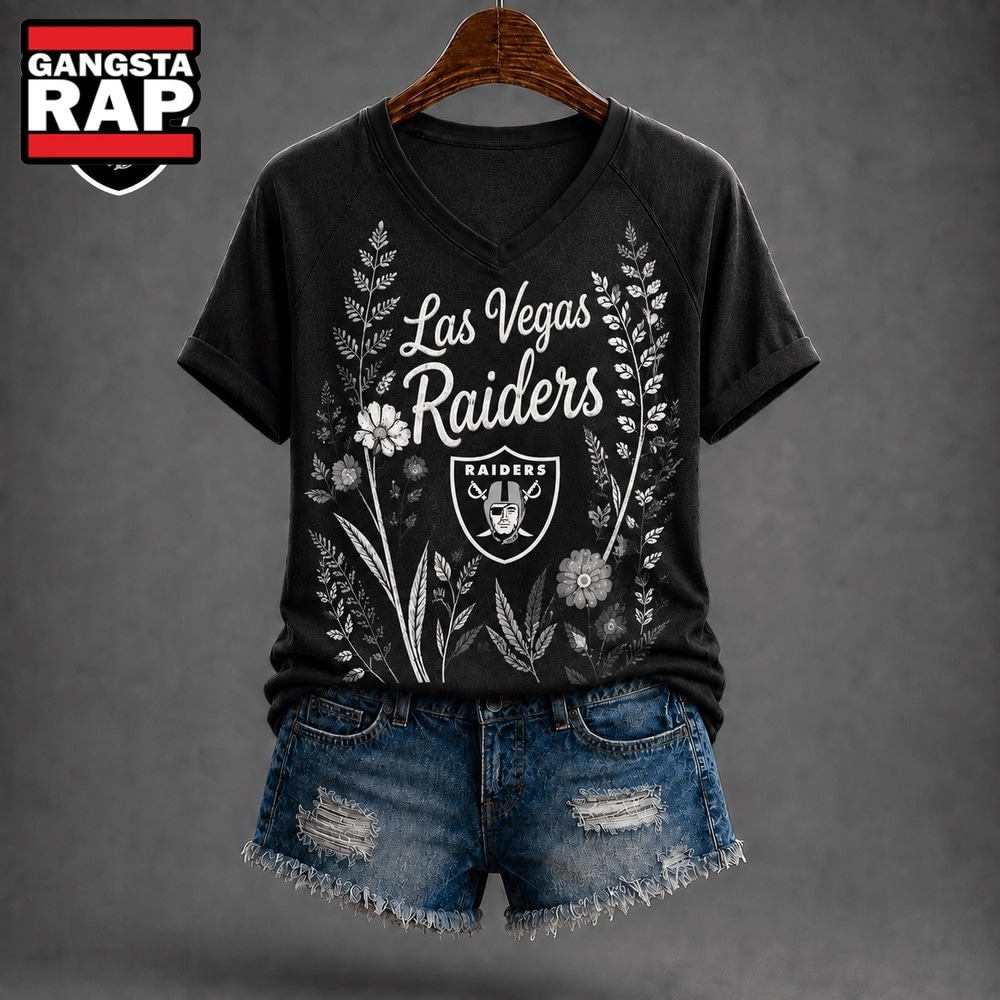 Las Vegas Raiders NFL Floral Garden V Neck T Shirt, NFL V Neck T-Shirt Las Vegas Raiders NFL Floral Garden V Neck T Shirt, NFL V Neck T-Shirt