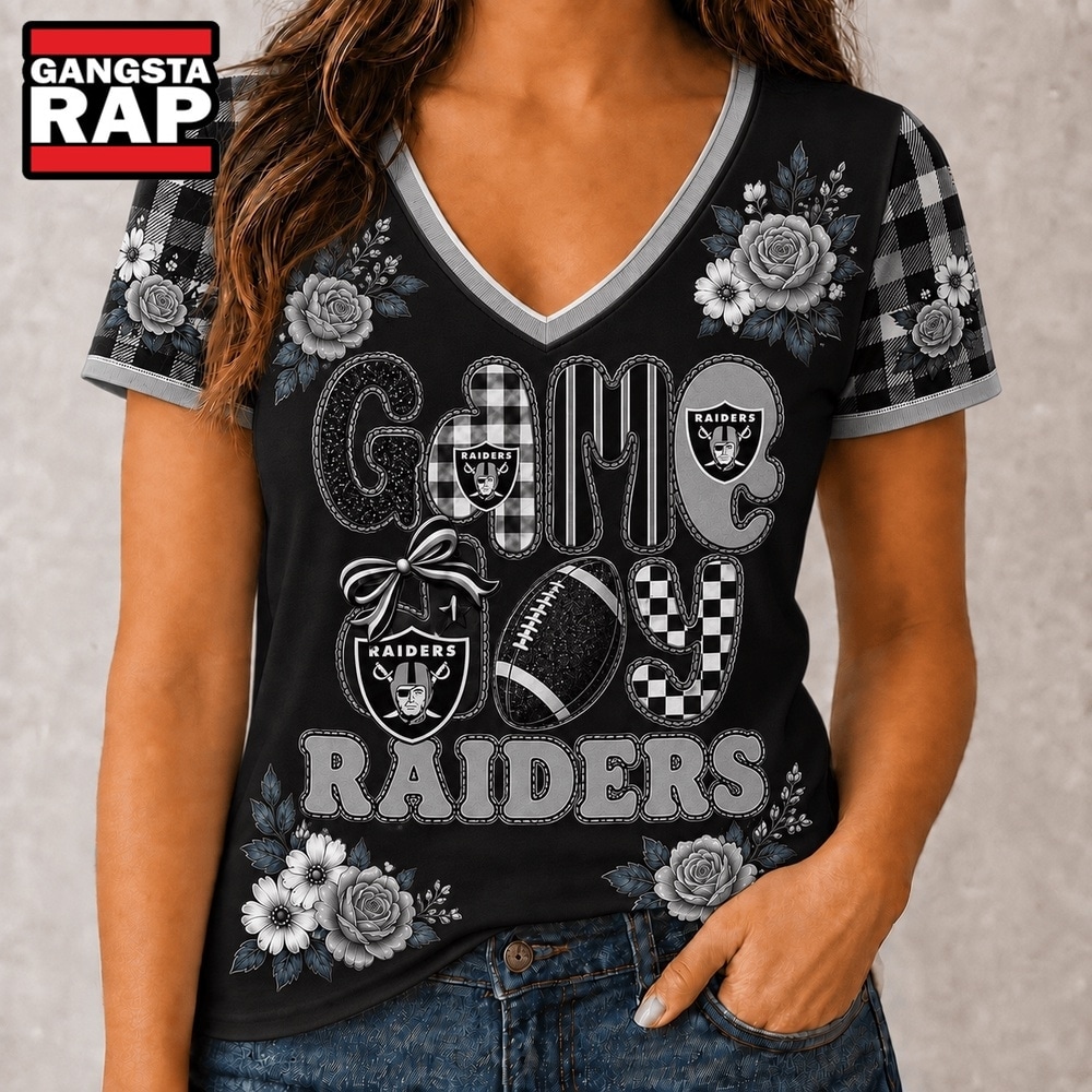 Las Vegas Raiders NFL Football Flowers Team Pride V Neck T Shirt, NFL V Neck T-Shirt Las Vegas Raiders NFL Football Flowers Team Pride V Neck T Shirt, NFL V Neck T-Shirt