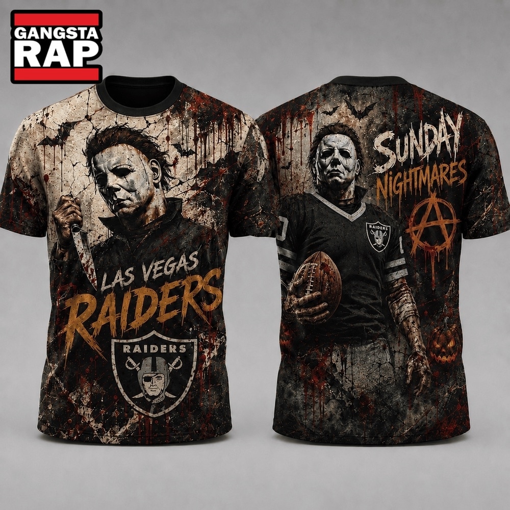 Las Vegas Raiders NFL Michael Myers Sunday Nightmares Horror Halloween 3D T Shirt, Football New Design Shirt Las Vegas Raiders NFL Michael Myers Sunday Nightmares Horror Halloween 3D T Shirt, Football New Design Shirt