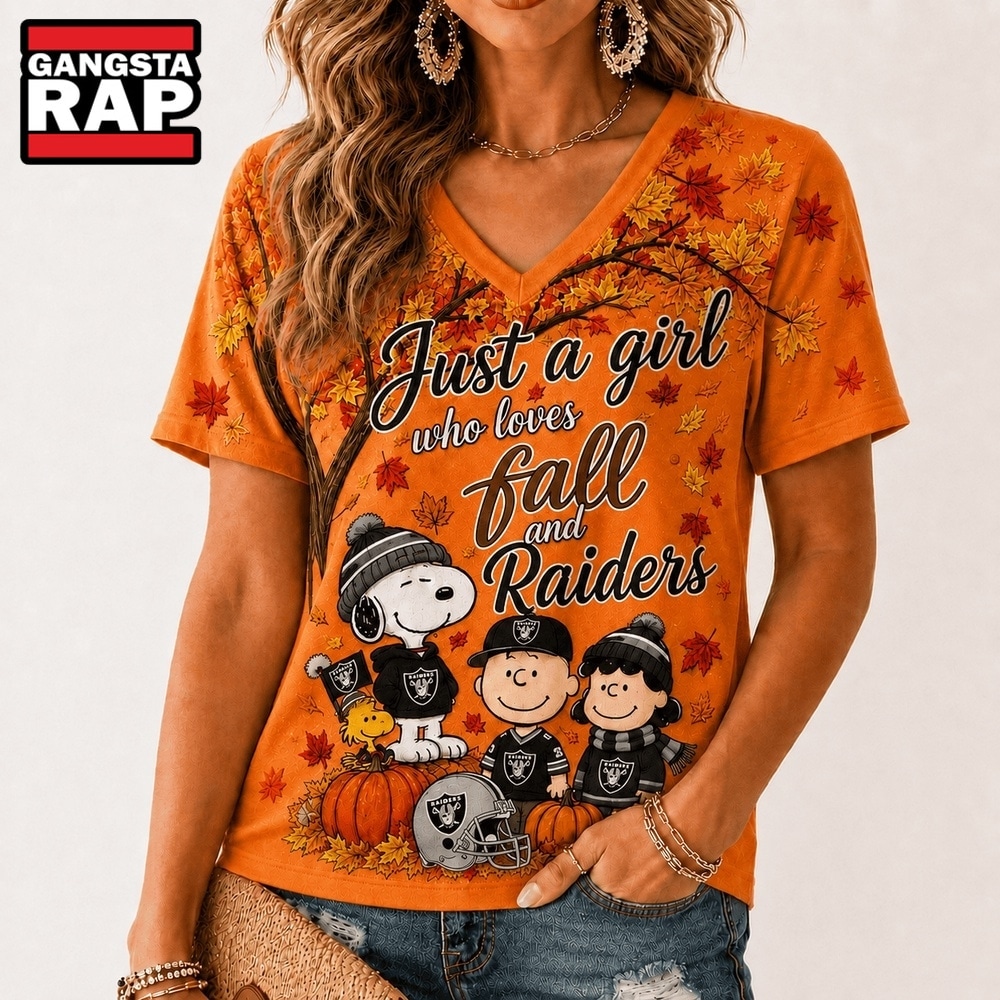 Las Vegas Raiders NFL Snoopy Peanuts Fall Season V Neck T Shirt, NFL V Neck T-Shirt Las Vegas Raiders Nfl Snoopy Peanuts Fall Season V Neck T Shirt