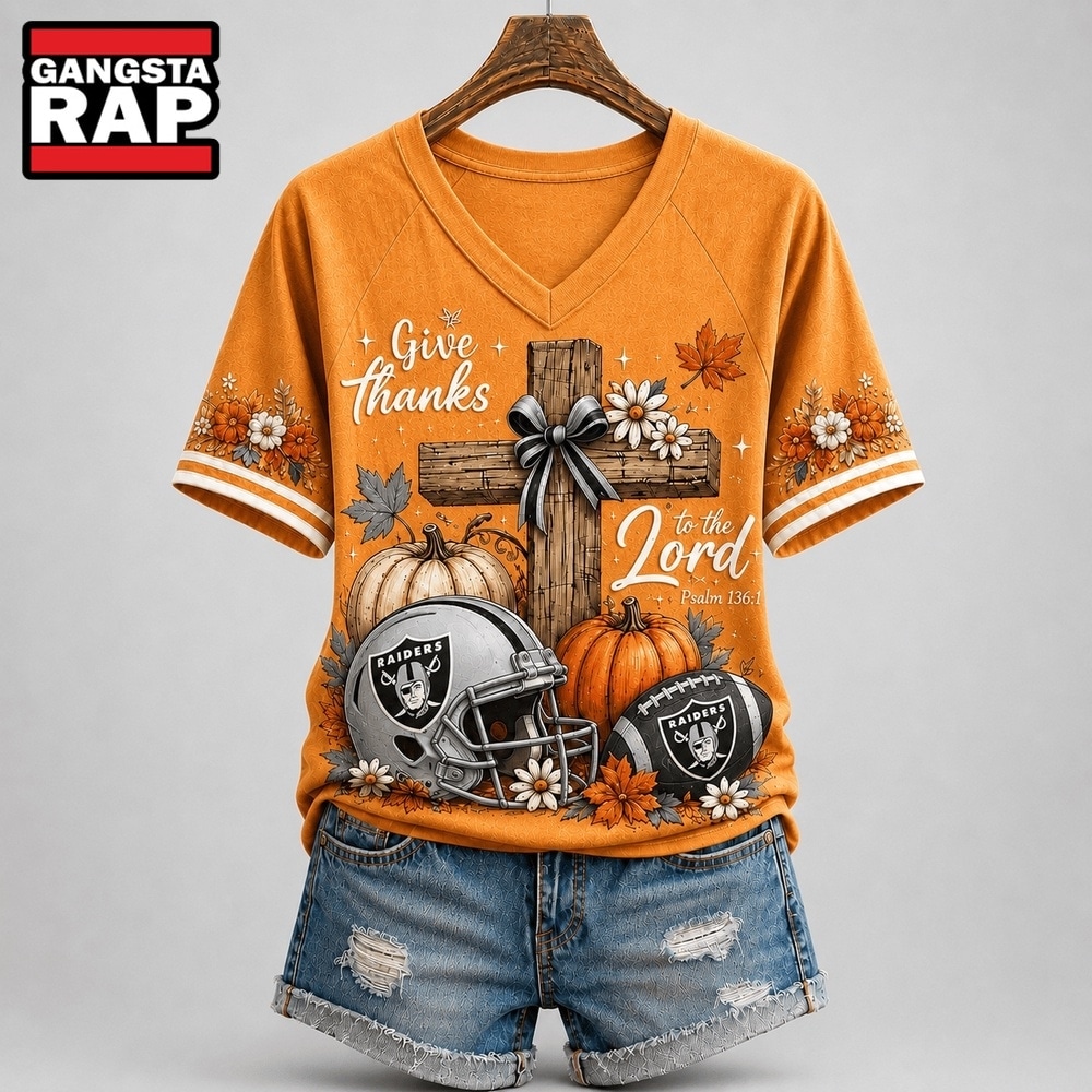 Las Vegas Raiders NFL Thanksgiving Faith And Football V Neck T Shirt, NFL V Neck T-Shirt Las Vegas Raiders NFL Thanksgiving Faith And Football V Neck T Shirt, NFL V Neck T-Shirt