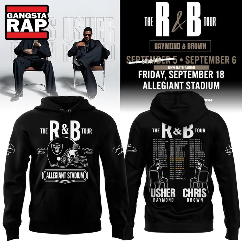 Las Vegas Raiders x Usher and Chris Brown The R&B Tour 2026 Hoodie, Trending 3D Music Shirt Las Vegas Raiders X Usher And Chris Brown The R B Tour 2026 Hoodie