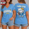 Los Angeles Chargers NFL Hello Kitty Football V Neck T Shirt, NFL V Neck T-Shirt Los Angeles Chargers Nfl Hello Kitty Football V Neck T Shirt