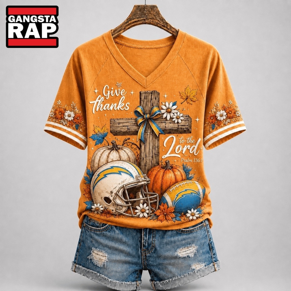 Los Angeles Chargers NFL Thanksgiving Faith And Football V Neck T Shirt, NFL V Neck T-Shirt Los Angeles Chargers NFL Thanksgiving Faith And Football V Neck T Shirt, NFL V Neck T-Shirt