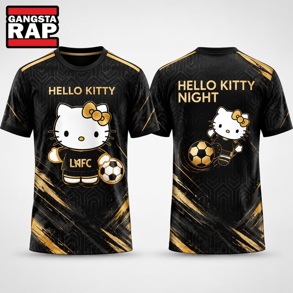 Los Angeles FC x Hello Kitty Night 2026 Special New Black 3D Shirt, Trending Design Shirt Los Angeles FC X Hello Kitty Night 2026 Special New Black 3D Shirt