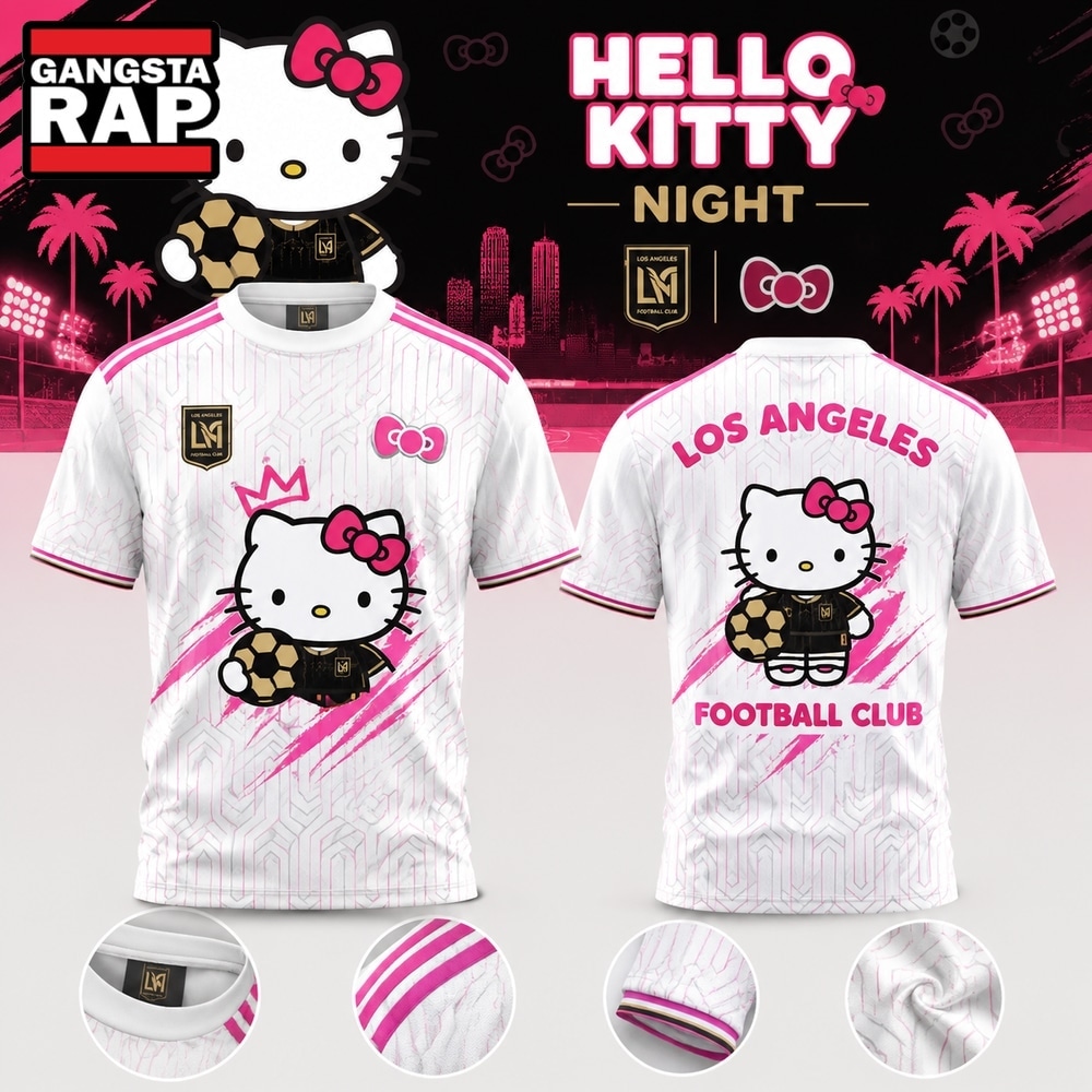Los Angeles FC x Hello Kitty Night 2026 Special New White T Shirt, Trending Design Shirt Los Angeles FC X Hello Kitty Night 2026 Special New White T Shirt