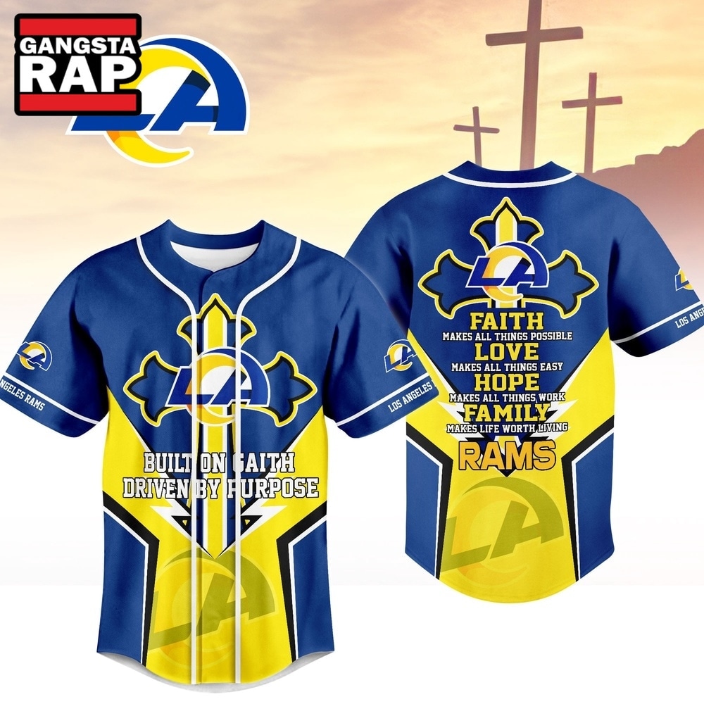 Los Angeles Rams NFL Blessed Beyond The Score Baseball Jersey, NFL Baseball Jersey Los Angeles Rams Nfl Blessed Beyond The Score Baseball Jersey
