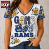 Los Angeles Rams NFL Football Flowers Team Pride V Neck T Shirt, NFL V Neck T-Shirt Los Angeles Rams Nfl Football Flowers Team Pride V Neck T Shirt
