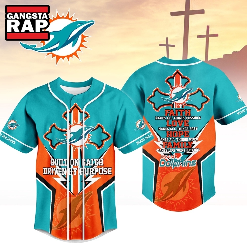 Miami Dolphins NFL Blessed Beyond The Score Baseball Jersey, NFL Baseball Jersey Miami Dolphins Nfl Blessed Beyond The Score Baseball Jersey