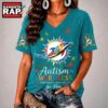 Miami Dolphins NFL Different, Not Less Autism Awareness V neck T Shirt, NFL V Neck T-Shirt 3 Miami Dolphins NFL Different, Not Less Autism Awareness V neck T Shirt, NFL V Neck T-Shirt Miami Dolphins Nfl Different Not Less Autism Awareness V Neck T Shirt