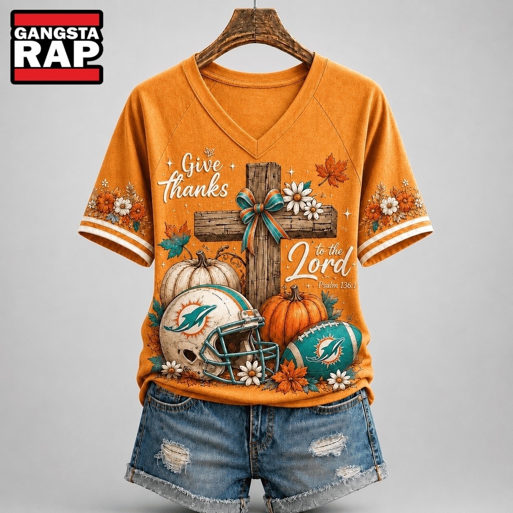 Miami Dolphins NFL Thanksgiving Faith And Football V Neck T Shirt, NFL V Neck T-Shirt Miami Dolphins NFL Thanksgiving Faith And Football V Neck T Shirt, NFL V Neck T-Shirt