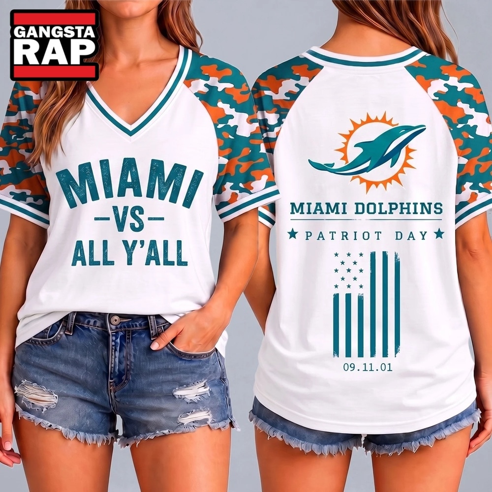 Miami Dolphins NFL vs All Y' All United We Stand V Neck T Shirt, NFL V Neck T-Shirt Miami Dolphins Nfl VS All Y All United WE Stand V Neck T Shirt