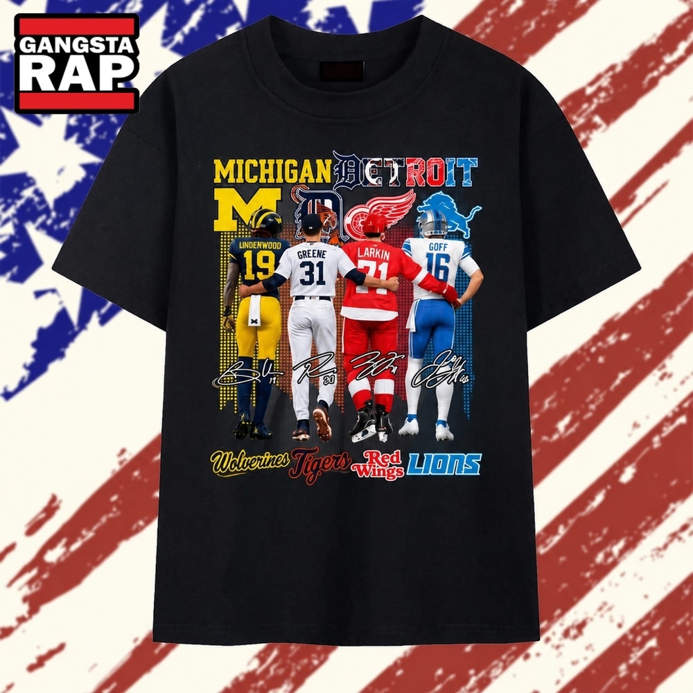 Michigan Detroit Sports Teams Wolverines Tigers Red Wings Lions Graphic T Shirt, Trending 2D Shirt Michigan Detroit Sports Teams Wolverines Tigers Red Wings Lions Graphic T Shirt
