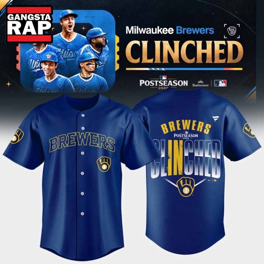 Milwaukee Brewers 2026 Postseason Clinched Baseball Jersey, Trending Baseball Jersey Milwaukee Brewers 2026 Postseason Clinched Baseball Jersey