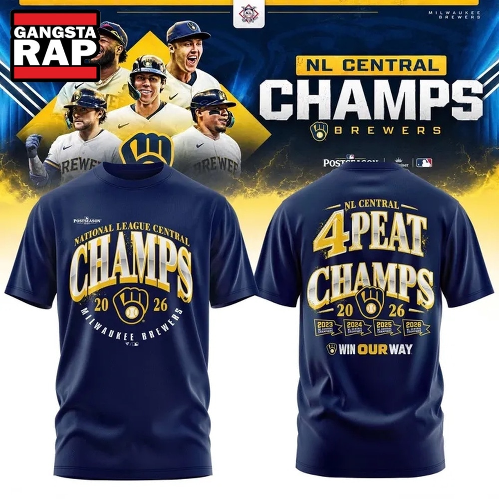 Milwaukee Brewers 4 TIME CONSECUTIVE NL CENTRAL CHAMPIONS 2026Win Our Way T Shirt, Trending Design Shirt Milwaukee Brewers 4 Time Consecutive NL Central Champions 2026win Our Way T Shirt