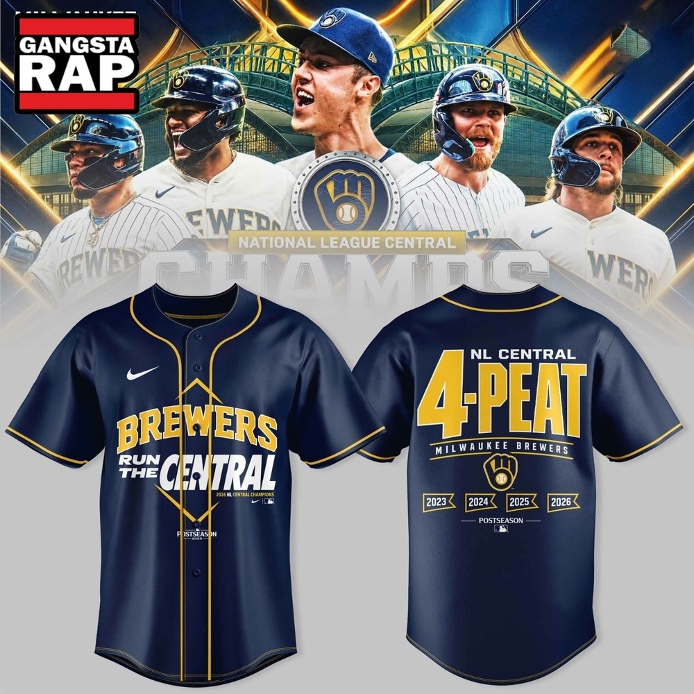 Milwaukee Brewers The FIRST 4 Peat in NL Central History Baseball Jersey, Trending Baseball Jersey Milwaukee Brewers The First 4 Peat IN NL Central History Baseball Jersey