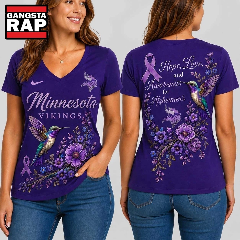 Minnesota Vikings NFL Alzheimer’s Awareness Month V neck T Shirt, NFL V Neck T-Shirt Minnesota Vikings Nfl Alzheimer S Awareness Month V Neck T Shirt
