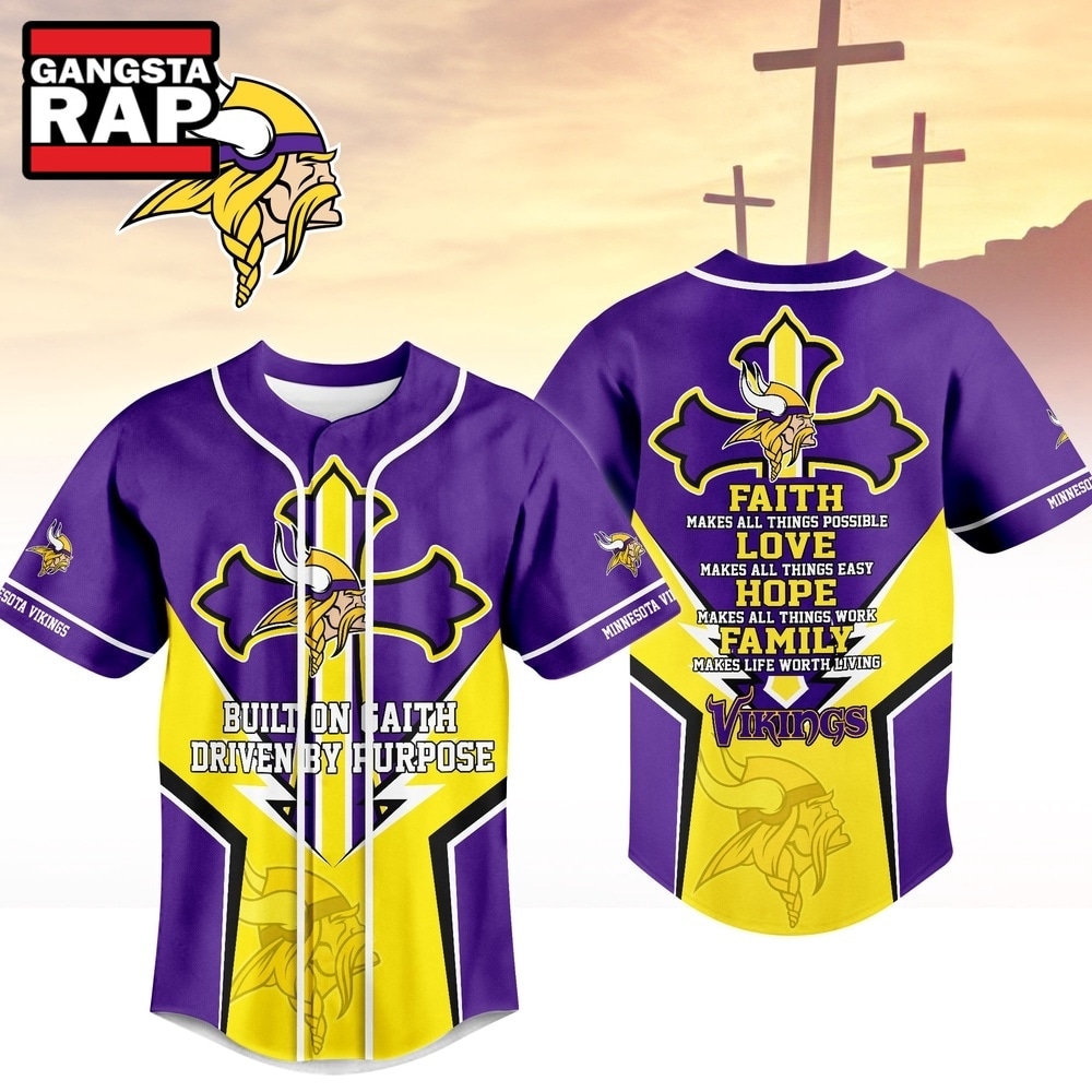 Minnesota Vikings NFL Blessed Beyond The Score Baseball Jersey, NFL Baseball Jersey Minnesota Vikings Nfl Blessed Beyond The Score Baseball Jersey