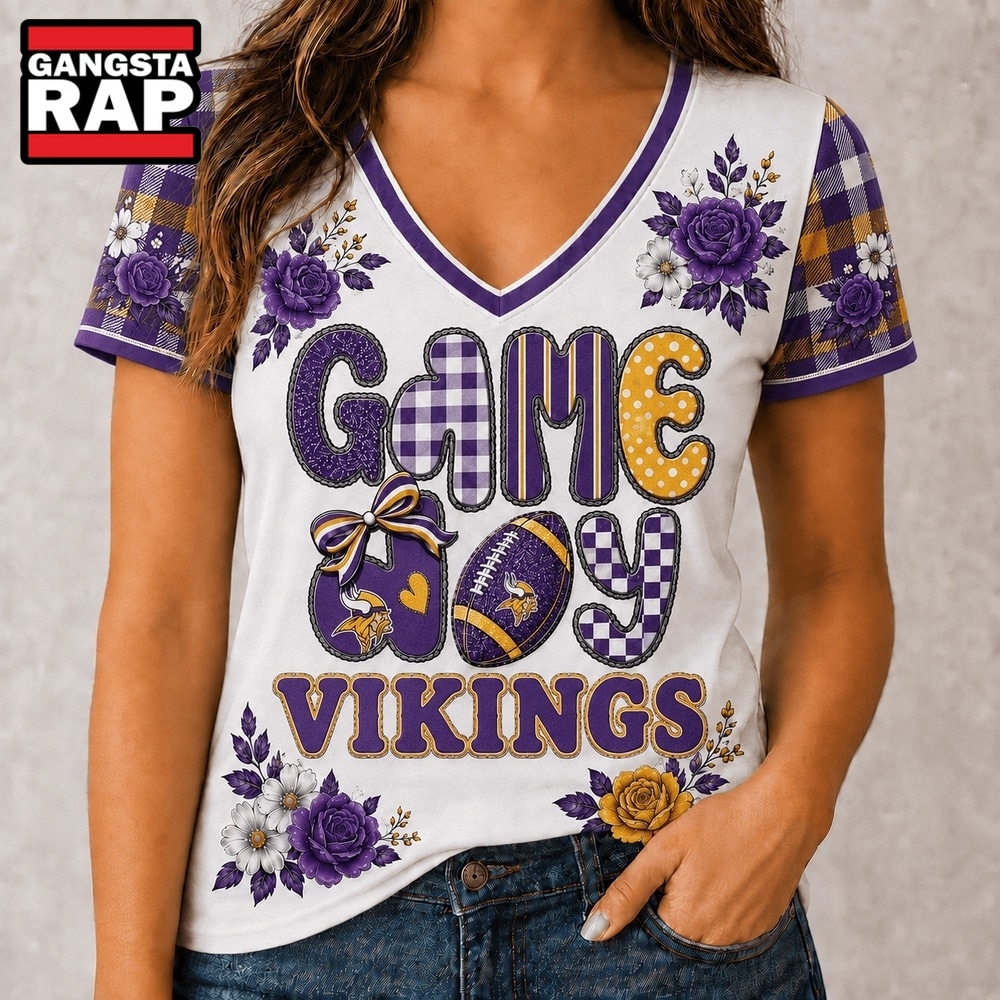 Minnesota Vikings NFL Football Flowers Team Pride V Neck T Shirt, NFL V Neck T-Shirt Minnesota Vikings NFL Football Flowers Team Pride V Neck T Shirt, NFL V Neck T-Shirt