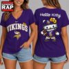 Minnesota Vikings NFL Hello Kitty Football V Neck T Shirt, NFL V Neck T-Shirt Minnesota Vikings Nfl Hello Kitty Football V Neck T Shirt