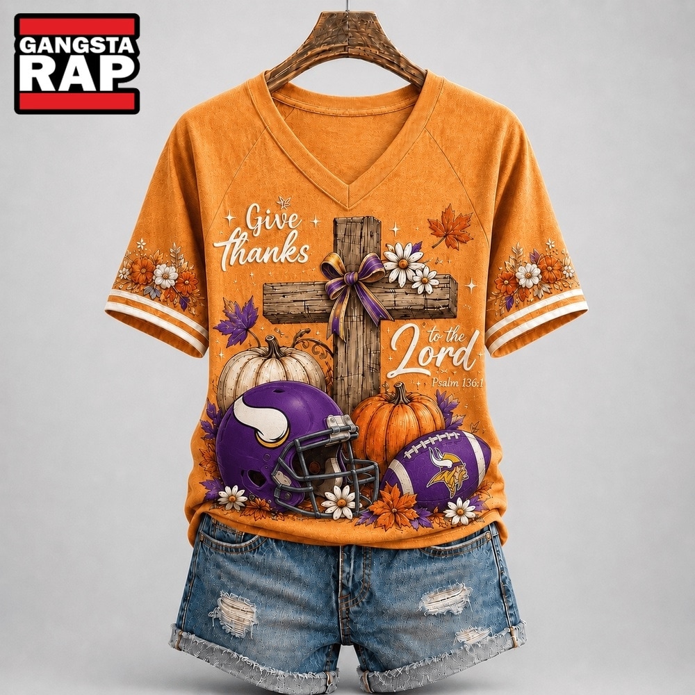 Minnesota Vikings NFL Thanksgiving Faith And Football V Neck T Shirt, NFL V Neck T-Shirt Minnesota Vikings NFL Thanksgiving Faith And Football V Neck T Shirt, NFL V Neck T-Shirt