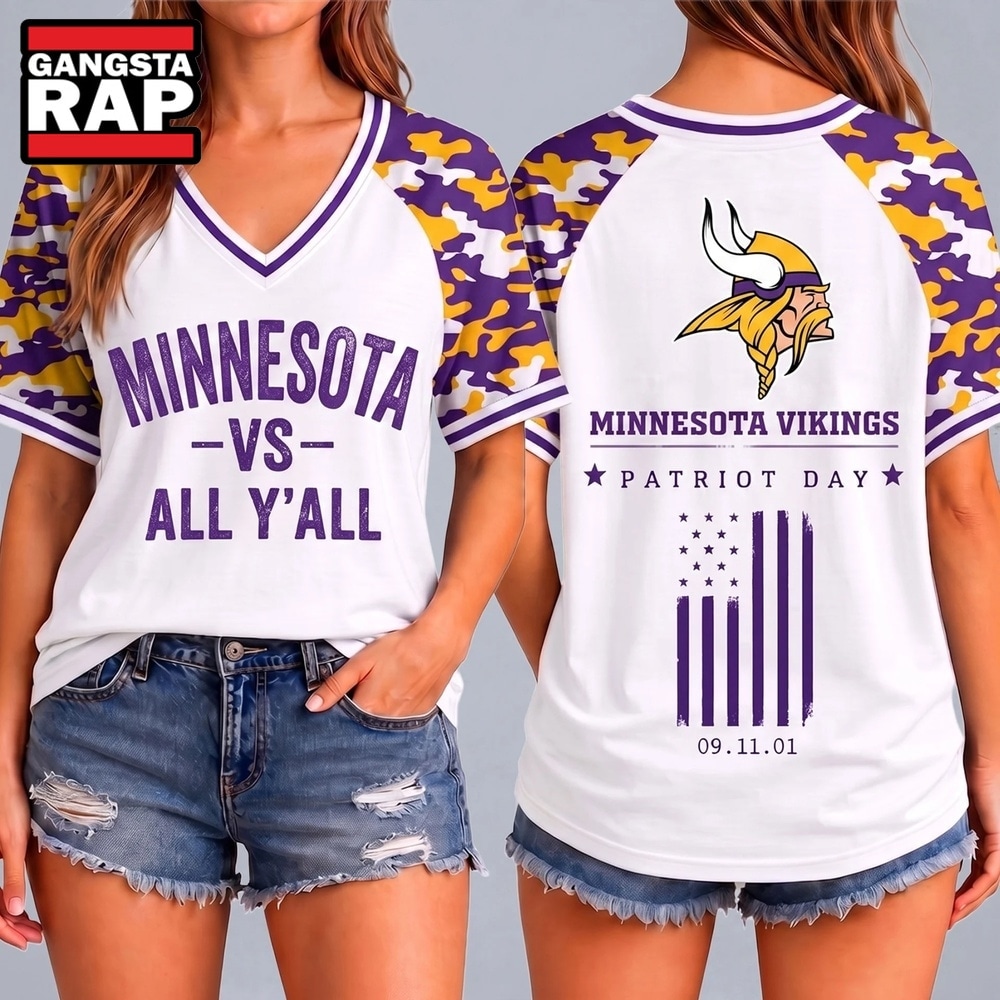 Minnesota Vikings NFL vs All Y' All United We Stand V Neck T Shirt, NFL V Neck T-Shirt Minnesota Vikings Nfl VS All Y All United WE Stand V Neck T Shirt