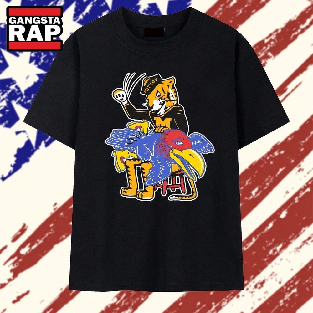 Mizzou Tigers Mascot Spanking Kansas Jayhawk T Shirt, Trending 2D Shirt Mizzou Tigers Mascot Spanking Kansas Jayhawk T Shirt, Trending 2D Shirt